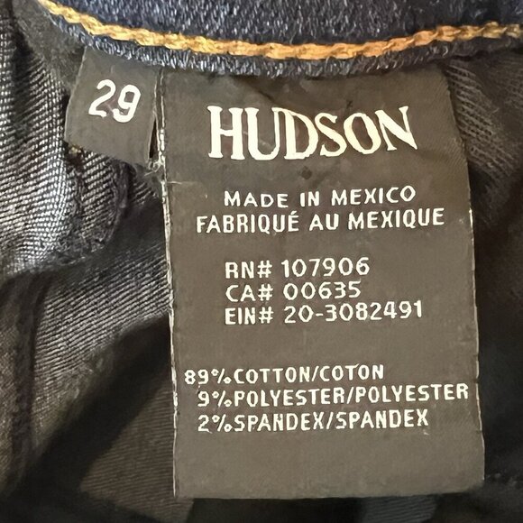 Hudson Womens Natalie Mid Rise Crop Denim Skinny Jeans Size 29 Dark Wash Raw Hem - Picture 7 of 12